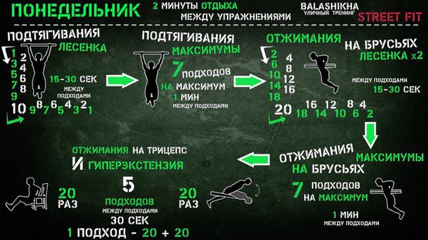 Комплексные программы тренировок всех групп мышц на все дни недели